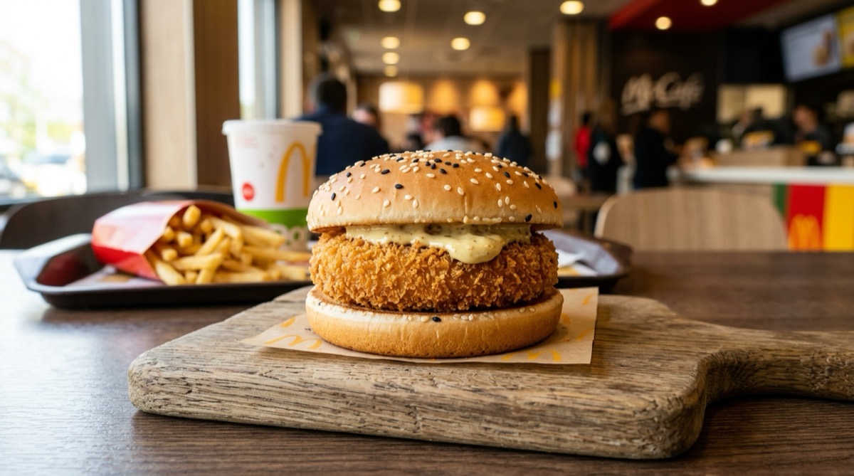 McDonald's McKroket burger met knapperige rundvleesragout korst en mosterdsaus